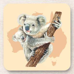 Niedliche Koala Mama und Baby Getränkeuntersetzer