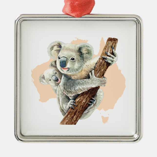 Niedliche Koala Mama und Baby Keramik Ornament (Vorne)