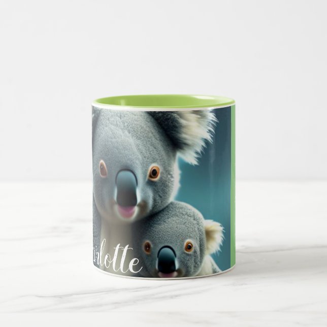 Niedliche Koala Mama und Baby Neugeborene Fakten G Zweifarbige Tasse (Mittel)