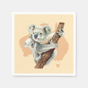 Niedliche Koala Mama und Baby Serviette