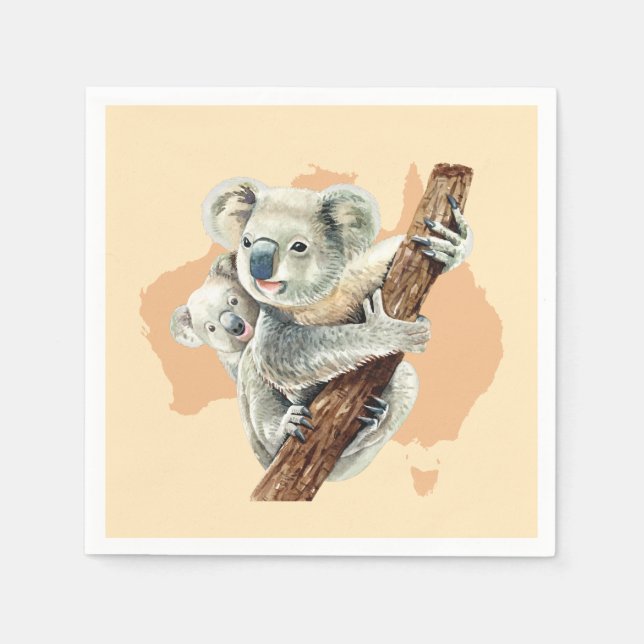 Niedliche Koala Mama und Baby Serviette (Vorderseite)