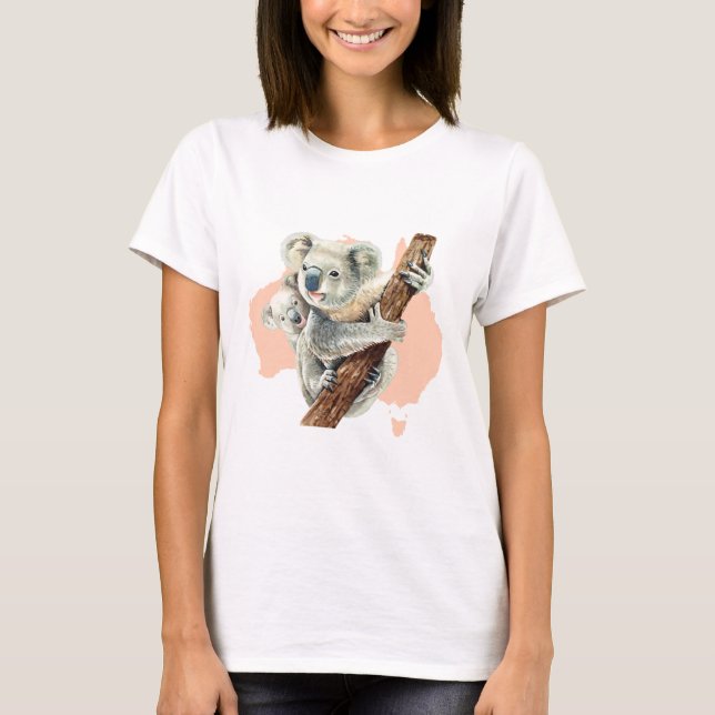 Niedliche Koala Mama und Baby T-Shirt (Vorderseite)