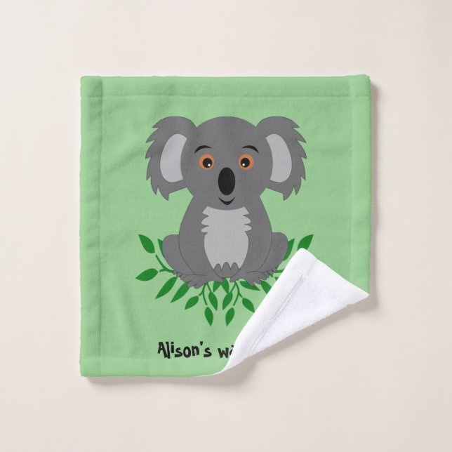 Niedliche Koala mit Eukalyptus-Kindern Waschlappen (Waschlappen)