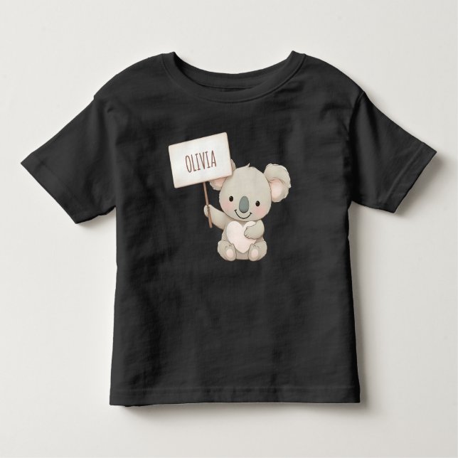 Niedliche Koala mit Namensschild Kleinkind T-shirt (Vorderseite)