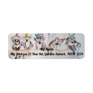 Niedliche Koala Party Aquarellfarben Rücksendeadre