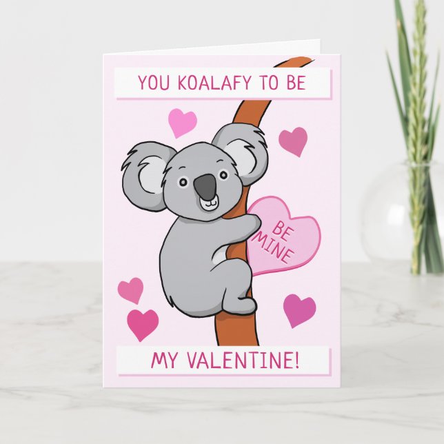 Niedliche Koala-ty-Valentines Pink-Grußkarte Karte (Vorderseite)