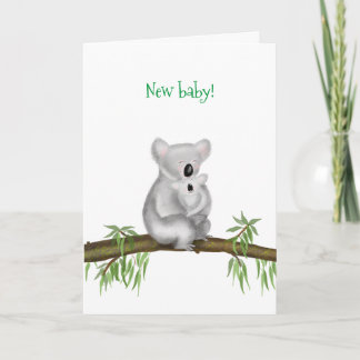 Niedliche Koala und neue Babykarte Karte