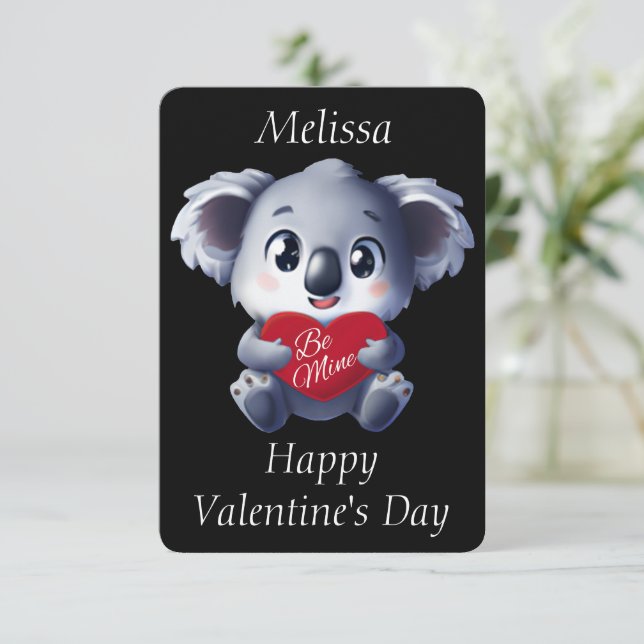 Niedliche Koala-Valentinenkarte Karte (Stehend Vorderseite)