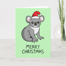 Niedliche Koala Weihnachtsmannmütze Zeichnend Froh Feiertagskarte