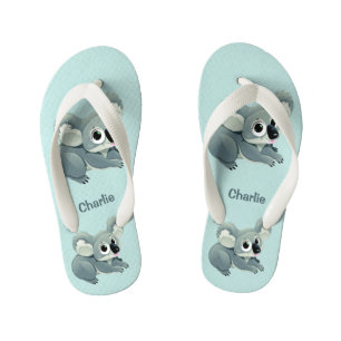 Niedliche Koalas-individuelle Name-Flip-Flops Kinderbadesandalen