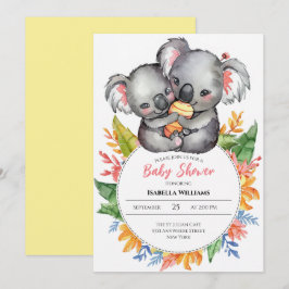 Niedliche Koalas Wildblume Kinderdusche Einladung