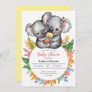 Niedliche Koalas Wildblume Kinderdusche Einladung