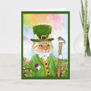 Niedliche Kobold-Katze, der Tag St.-Paddys, Feiertagskarte