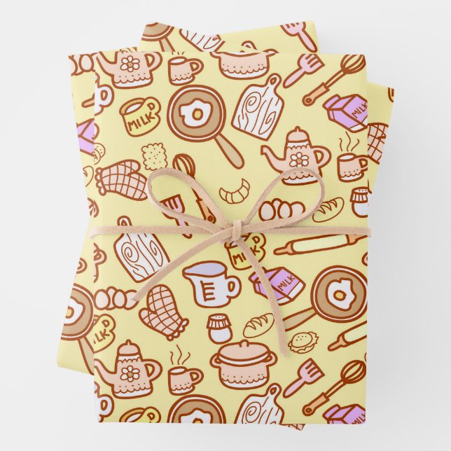 Niedliche Kochnische Gelb Geschenkpapier Set (Beispiel)