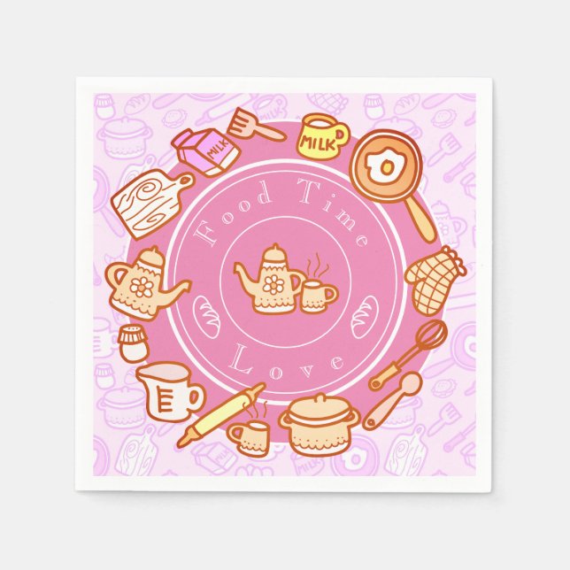 Niedliche Kochnische Rosa Serviette (Vorderseite)