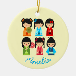 Niedliche Kokeshi Japanische Puppen Keramik Ornament