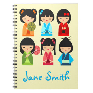 Niedliche Kokeshi Japanische Puppen Notizblock