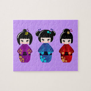 Niedliche Kokeshi Puppen Cartoon Puzzle