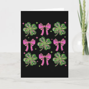 Niedliche Kokette Schleife Shamrock Kleeblatt St.  Karte