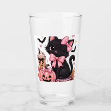 Niedliche Kokette schwarze Katze Halloween mit ros