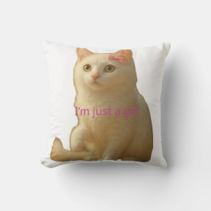 Niedliche Kokette Weiße Katze Ich Bin Nur Ein Mädc Kissen