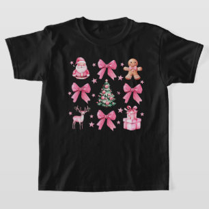 Niedliche Koketten-Schleife Rosa Weihnachten Santa T-Shirt