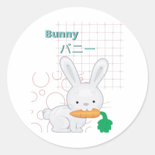 Niedliche Kollektion Bunny-Kawaii Runder Aufkleber