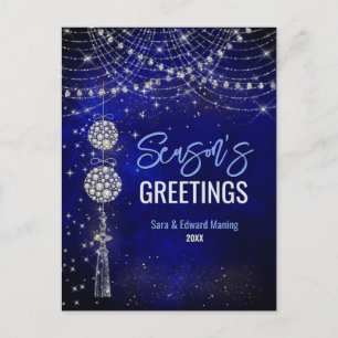 Niedliche königsblaue Ornamente Weihnachten Postkarte