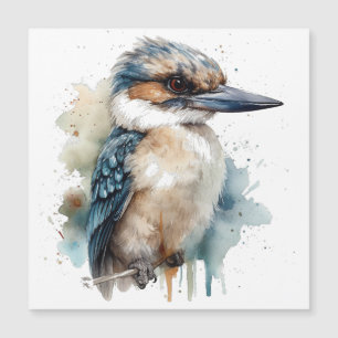 Niedliche Kookaburra auf einem Ast in Aquarellfarb Magnetkarte