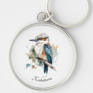 Niedliche Kookaburra auf einem Ast in Aquarellfarb Schlüsselanhänger