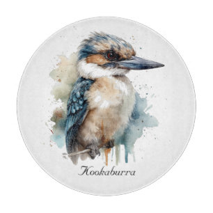Niedliche Kookaburra auf einem Ast in Aquarellfarb Schneidebrett