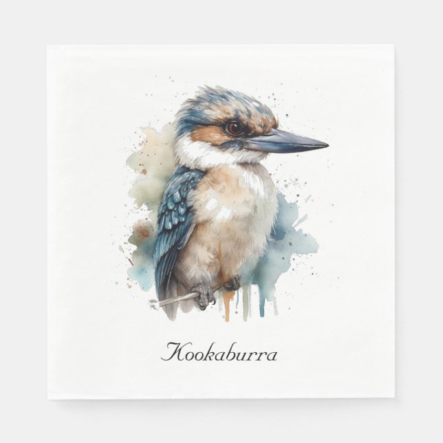 Niedliche Kookaburra auf einer Zweigstelle , Brauc Serviette (Vorderseite)
