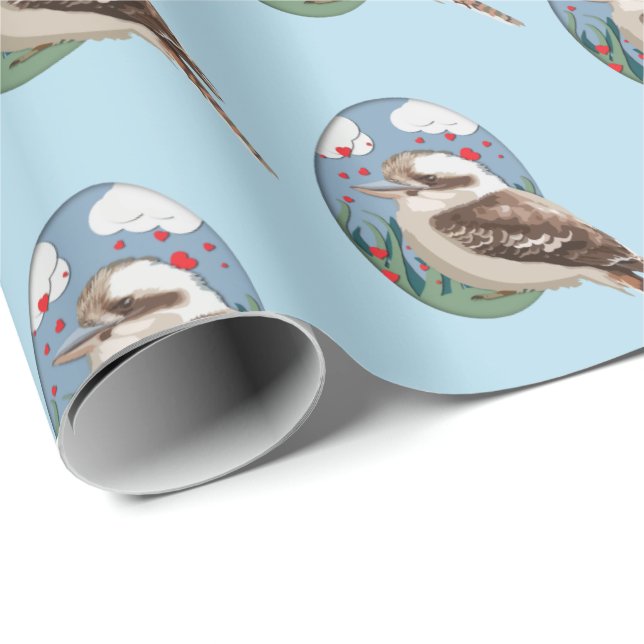 Niedliche Kookaburra Liebe Summer Bird Muster Fun  Geschenkpapier (Rolleneckpunkt)