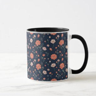 Niedliche Korallen- und Rosafarbene Botanische Tee Tasse