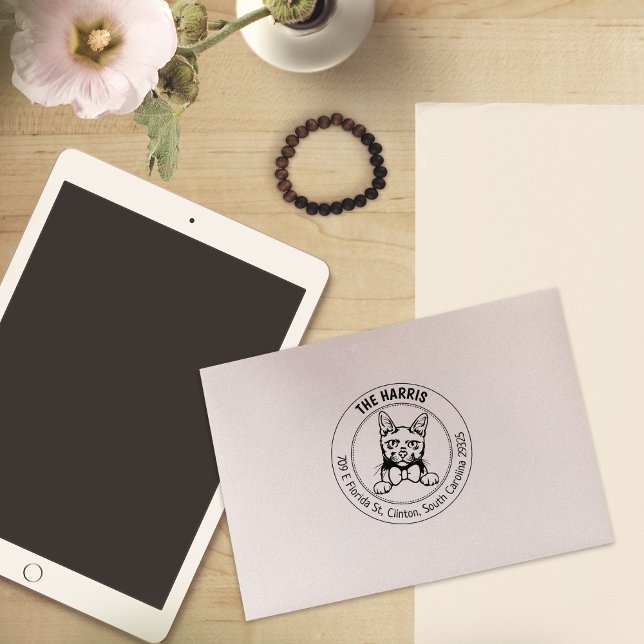 Niedliche Korat Cat Rücksendeadresse Gummistempel (Von Creator hochgeladen)
