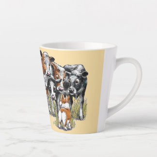 Niedliche Korgi und Kühe Milchtasse