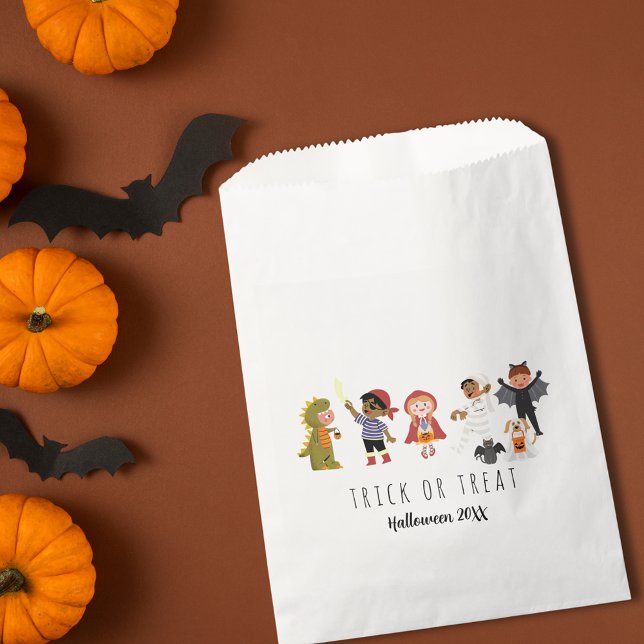Niedliche Kostümtrick oder Treat Halloween Gefälli Geschenktütchen (Cute Kids Costume Trick or Treat Halloween Favor Bag)
