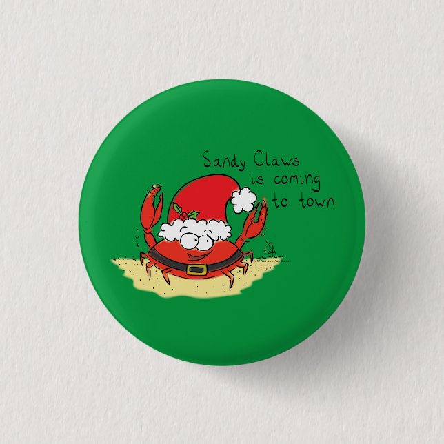 Niedliche Krabbe Weihnachten Weihnachtsfeiertag We Button (Vorderseite)