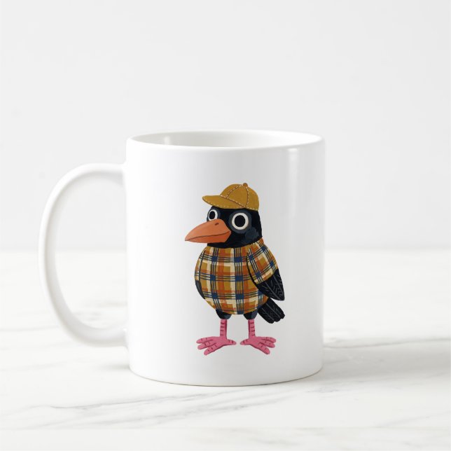 Niedliche Krähe mit Baseballkappe Tasse (Links)