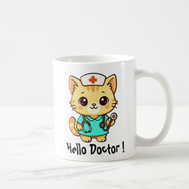 Niedliche Krankenkatze Kaffeetasse (Rechts)