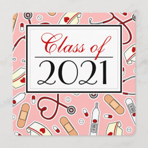 Niedliche Krankenpflege-Schule RN Rosa Abschluss S Einladung