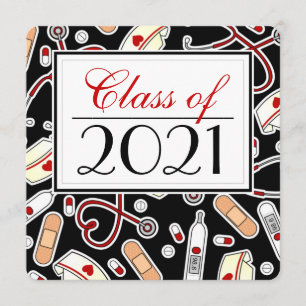 Niedliche Krankenpflegeschule RN Black Abschluss S Einladung