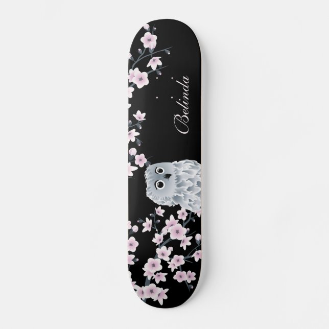 Niedliche Kraut-Rosa-Blossom-Monogramm Skateboard (Vorderseite)