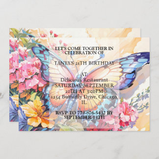 Niedliche Kreative Schmetterlingskunst Geburtstags Einladung