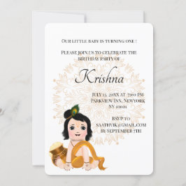 Niedliche Krishna-Geburtstagskarte - Baby Krishna  Einladung