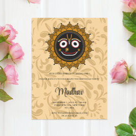 Niedliche Krishna-Geburtstagskarte - Krishna art Einladung