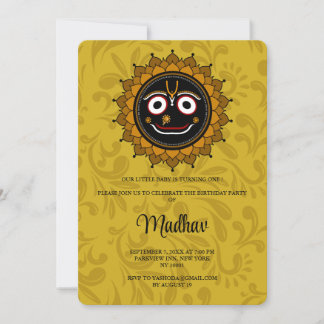 Niedliche Krishna-Geburtstagskarte - Krishna art Einladung