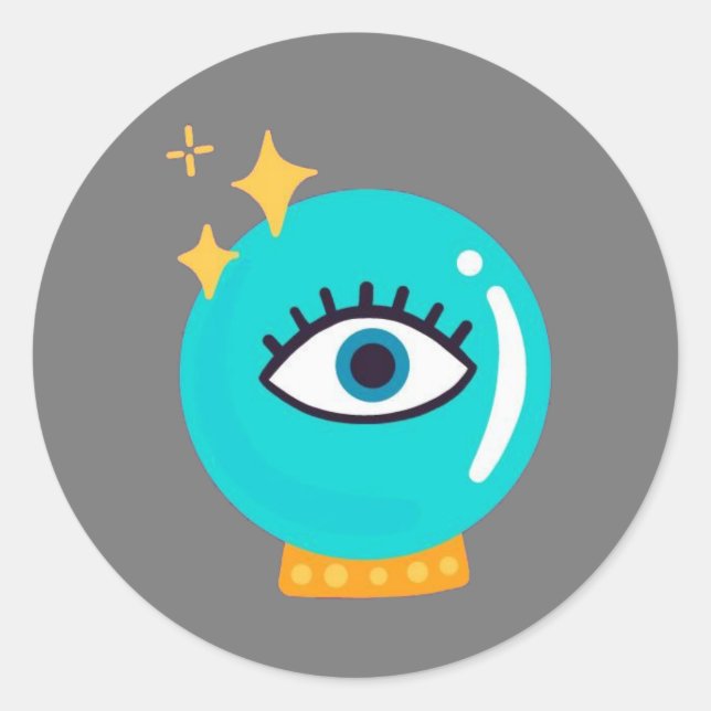 Niedliche Kristallkugel Runder Aufkleber (Vorderseite)