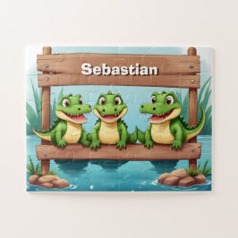 Niedliche Krokodil-Kinder personalisiert Puzzle