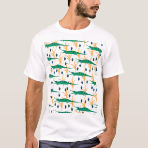 Niedliche Krokodile Cartoon Vintages Muster T-Shirt